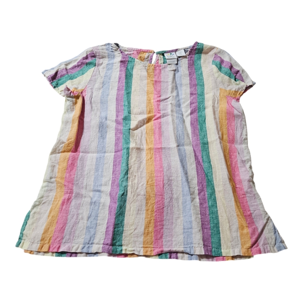 C&C California rainbow striped linen top size Medium